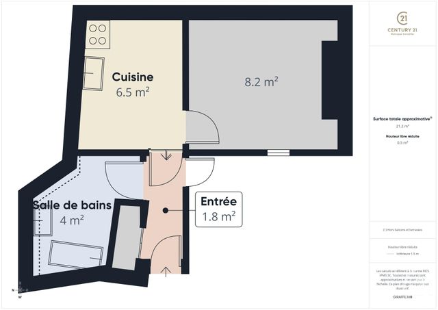 Appartement F1 à vendre - 1 pièce - 20.14 m2 - CHARTRES - 28 - CENTRE - Century 21 Maitrejean Immobilier