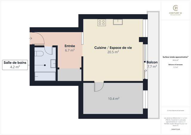 Appartement F2 à vendre - 2 pièces - 43.4 m2 - CHARTRES - 28 - CENTRE - Century 21 Maitrejean Immobilier