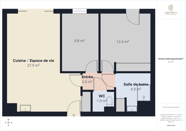 Appartement F3 à vendre - 3 pièces - 63.0 m2 - CHARTRES - 28 - CENTRE - Century 21 Maitrejean Immobilier