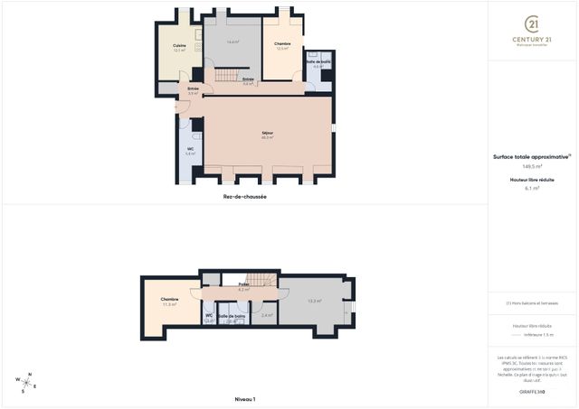 Appartement + f6 à vendre - 6 pièces - 155.0 m2 - CHARTRES - 28 - CENTRE - Century 21 Maitrejean Immobilier