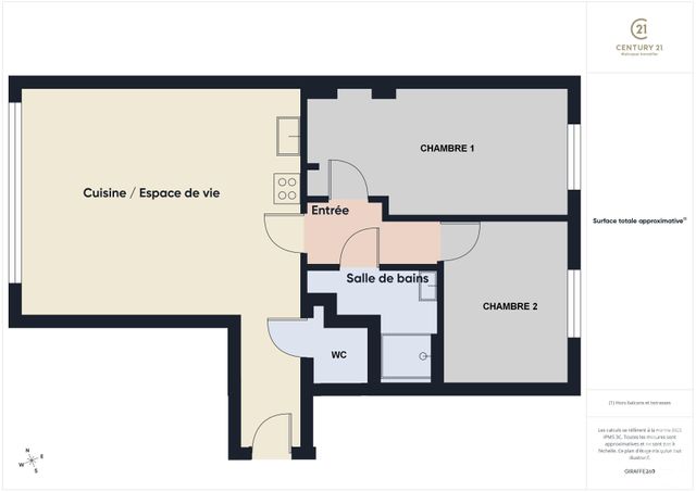 Appartement T3 à vendre - 3 pièces - 65.88 m2 - CHARTRES - 28 - CENTRE - Century 21 Maitrejean Immobilier