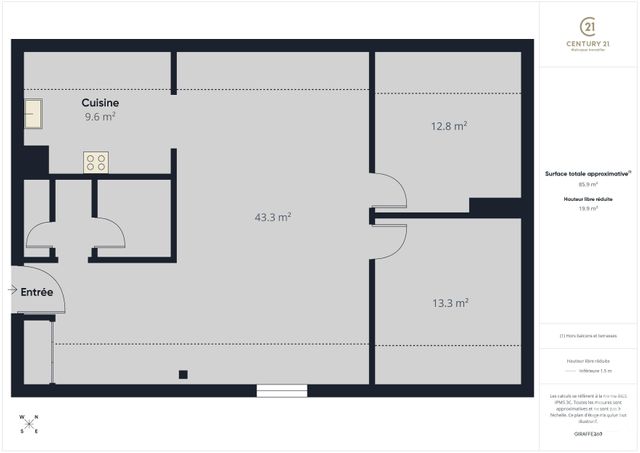 Appartement T3 à louer - 3 pièces - 59.86 m2 - CHARTRES - 28 - CENTRE - Century 21 Maitrejean Immobilier